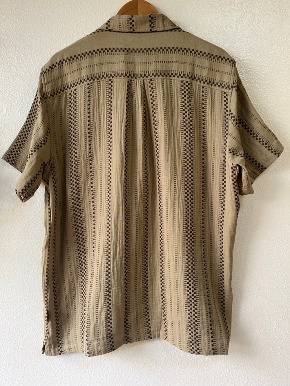 Quicksilver Neutral Brown 100% Cotton Natural Fiber Hippy Surf Shirt XL - Picture 6 of 7